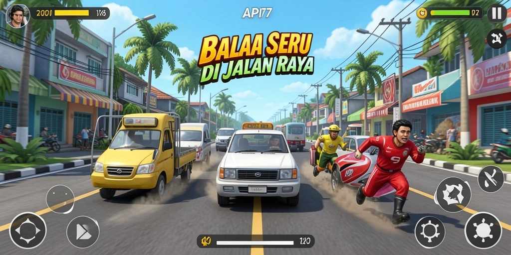 Screenshot gameplay API77 menunjukkan aksi balapan yang mendebarkan di lintasan.