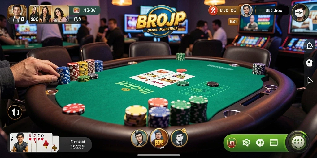 Tampilan gameplay BROJP yang seru dan dinamis saat bermain Poker.