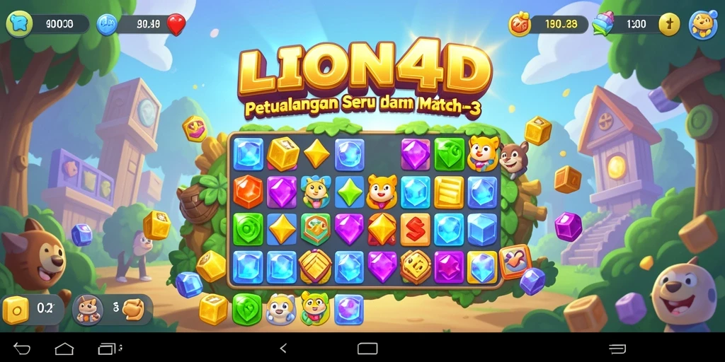Screenshot gameplay LION4D menampilkan aksi seru mencocokkan ikon.