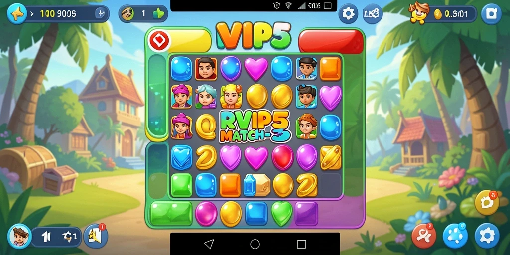 Tangkapan layar RVIP5 dengan gameplay seru dan tantangan Match-3.
